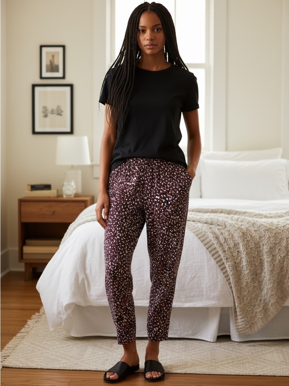 torrid 00 Purple Black Leopard Print Joggers M/L